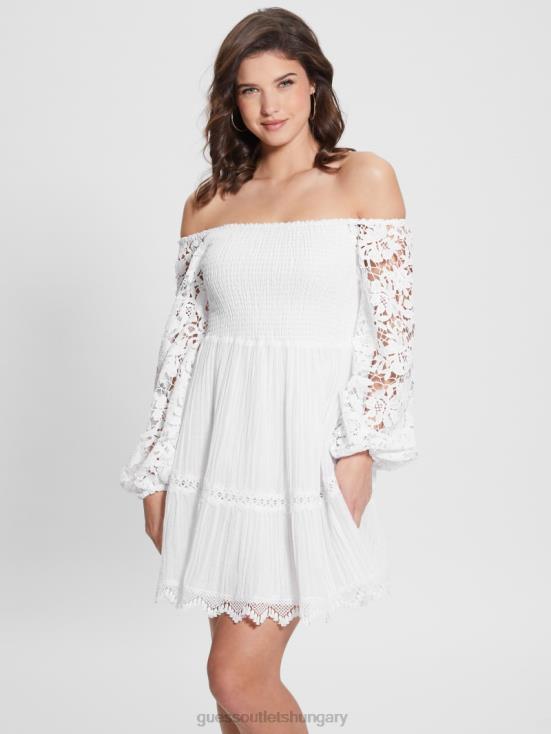 GUESS Pure White 8ZX4F454 Eco Off-the-Shoulder Katerina Dress