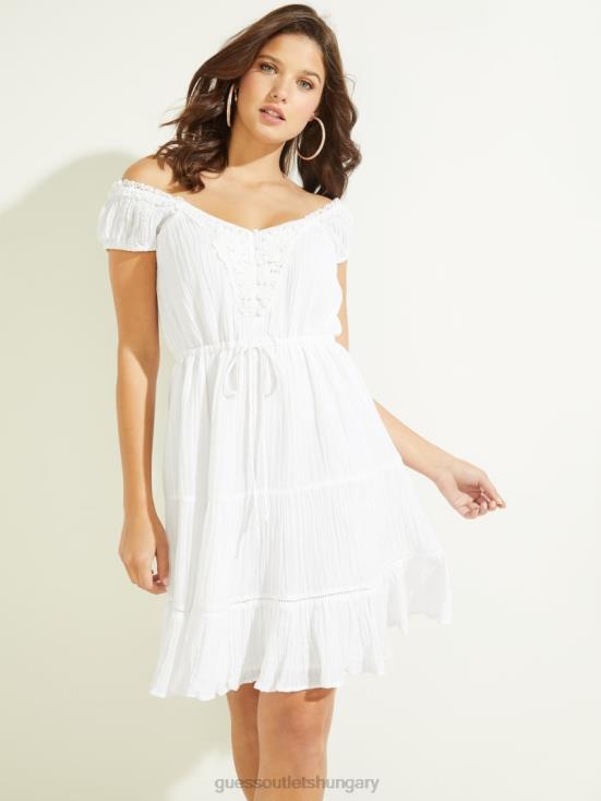GUESS Pure White 8ZX4F913 Ciel Crochet Dress