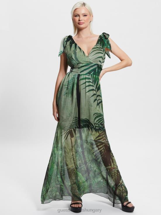 GUESS Raiforest 8ZX4F607 Venus Smocked Maxi Dress