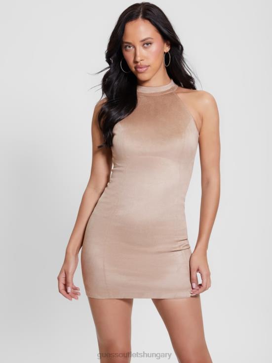 GUESS Summer Clay 8ZX4F299 Naomi Halter Faux-Suede Dress