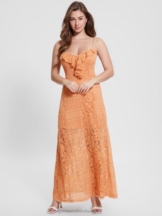GUESS Sweet Peach 8ZX4F386 Kellie Lace Maxi Dress