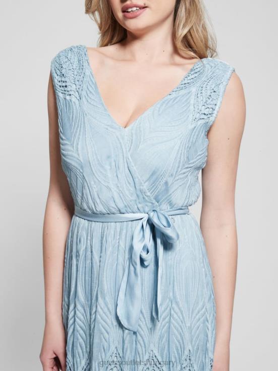 GUESS Vanish Blue Jeans Multi 8ZX4F460 Pam Embroidered Long Dress