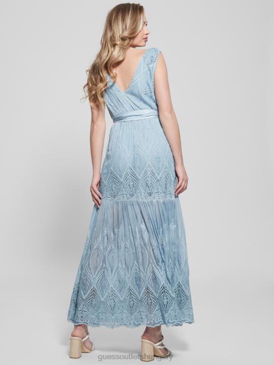 GUESS Vanish Blue Jeans Multi 8ZX4F460 Pam Embroidered Long Dress