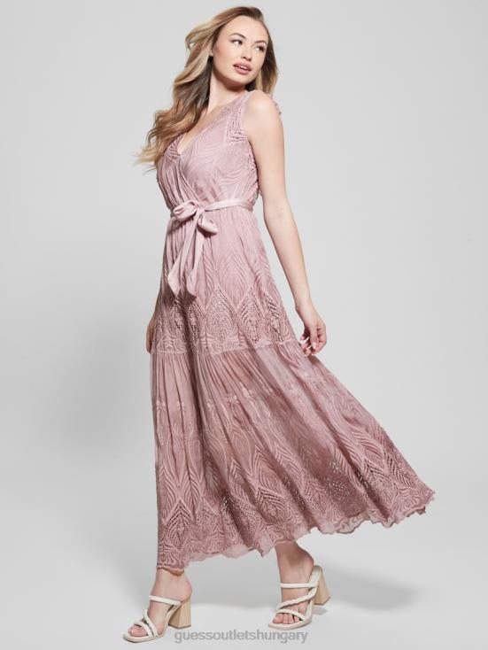 GUESS Vintage Blush Multi 8ZX4F570 Pam Embroidered Long Dress