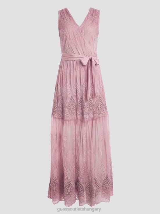 GUESS Vintage Blush Multi 8ZX4F570 Pam Embroidered Long Dress