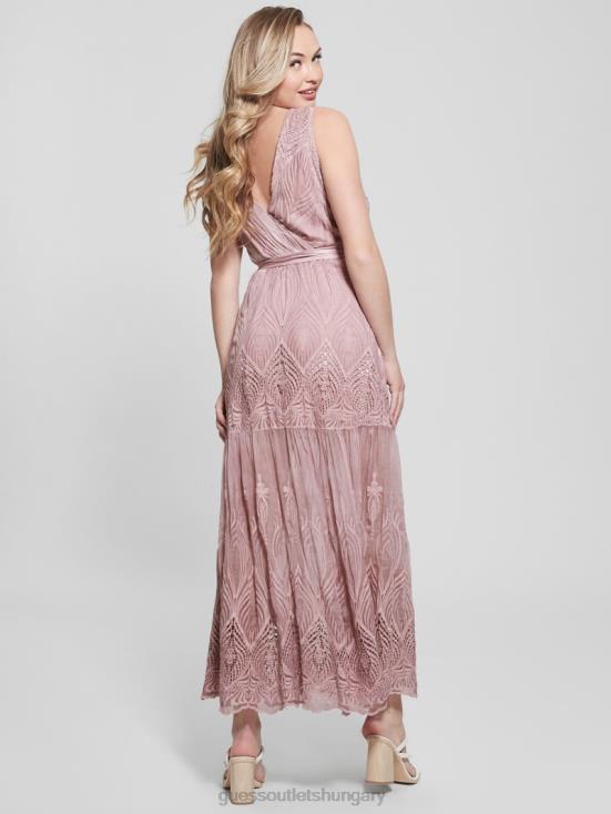 GUESS Vintage Blush Multi 8ZX4F570 Pam Embroidered Long Dress