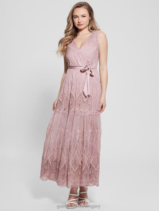 GUESS Vintage Blush Multi 8ZX4F570 Pam Embroidered Long Dress