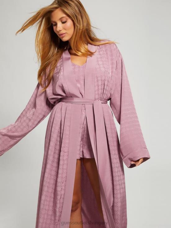 GUESS 4G Shiny Jacquard Winegar 8ZX4F2623 Doris Satin Night Gown Robe