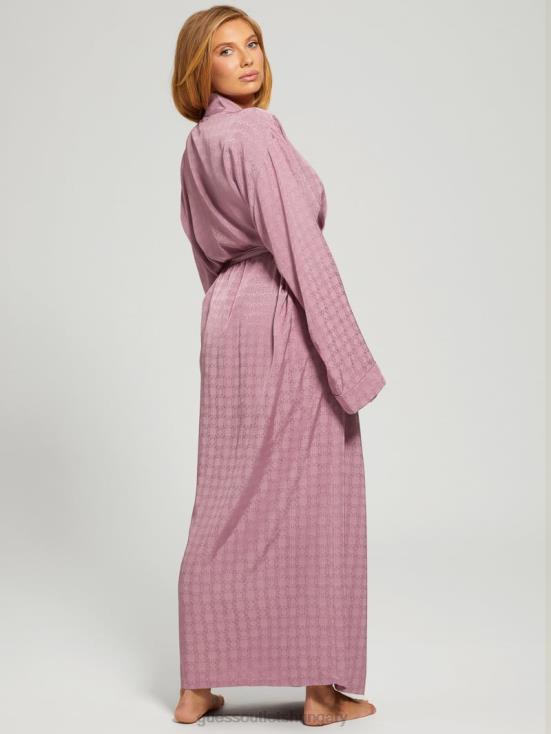 GUESS 4G Shiny Jacquard Winegar 8ZX4F2623 Doris Satin Night Gown Robe
