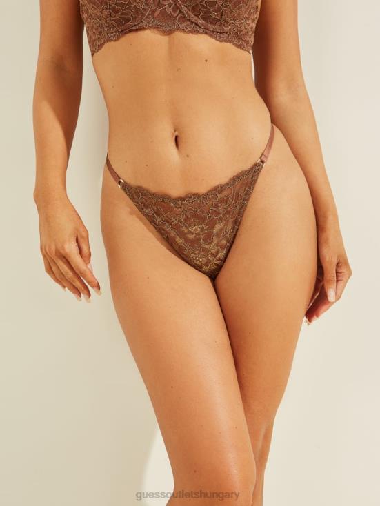 GUESS Brunette Brown 8ZX4F2702 Crystal Lace Thong