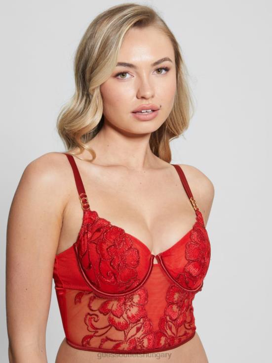 GUESS Flowery Lurex Red 8ZX4F1265 Christie Floral Shimmer Corset