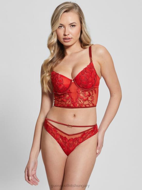 GUESS Flowery Lurex Red 8ZX4F1265 Christie Floral Shimmer Corset