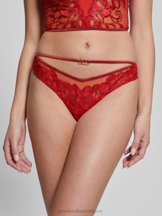 GUESS Flowery Lurex Red 8ZX4F2645 Christie Floral Shimmer Brazilian Panty