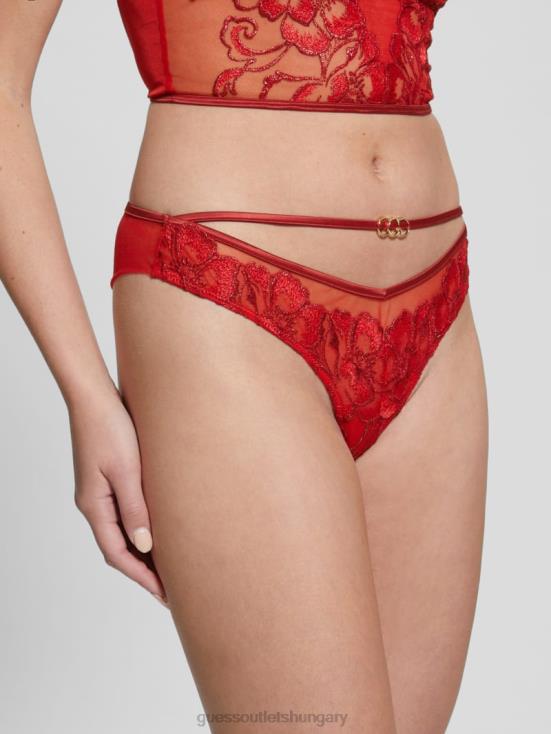 GUESS Flowery Lurex Red 8ZX4F2645 Christie Floral Shimmer Brazilian Panty