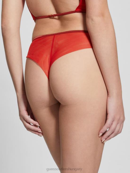 GUESS Flowery Lurex Red 8ZX4F2645 Christie Floral Shimmer Brazilian Panty