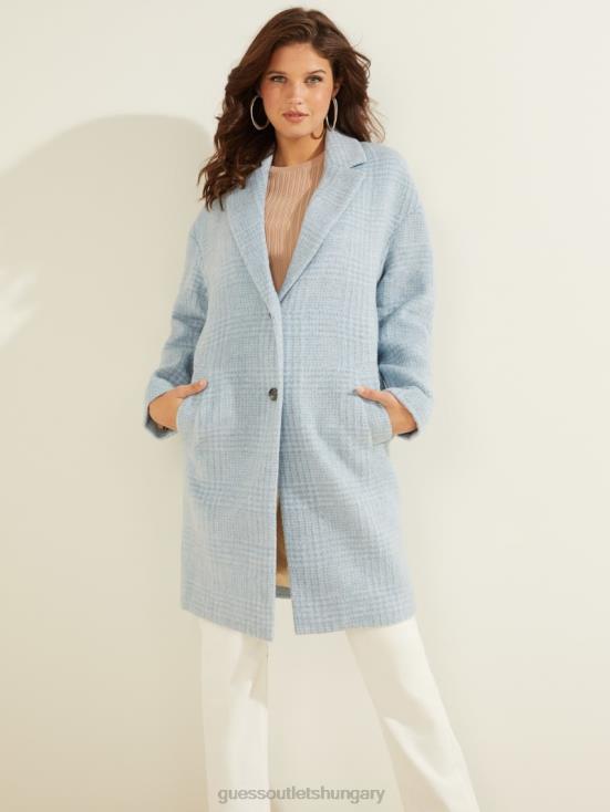 GUESS Airway Blue Multi 8ZX4F1760 Destiny Wool-Blend Coat