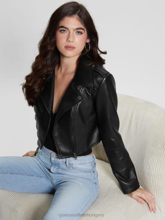 GUESS Black 8ZX4F1746 Rochelle Faux-Leather Moto Jacket