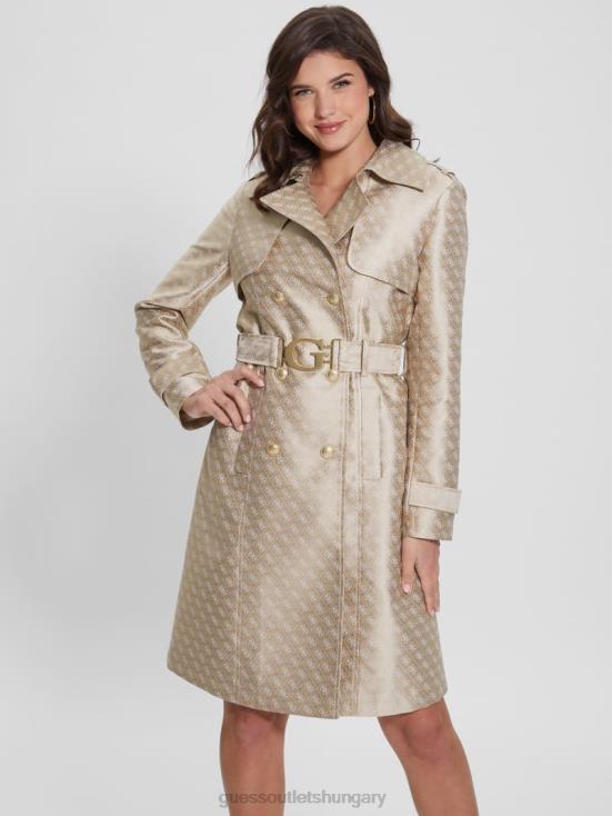 GUESS Cream And Irish Combo 8ZX4F1727 Eco Diletta Belted Trench Coat