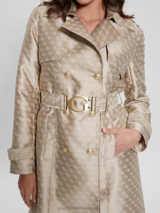 GUESS Cream And Irish Combo 8ZX4F1727 Eco Diletta Belted Trench Coat