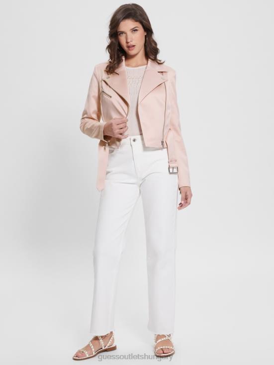 GUESS Dolly Pink 8ZX4F1725 Eco Luna Cropped Biker Jacket