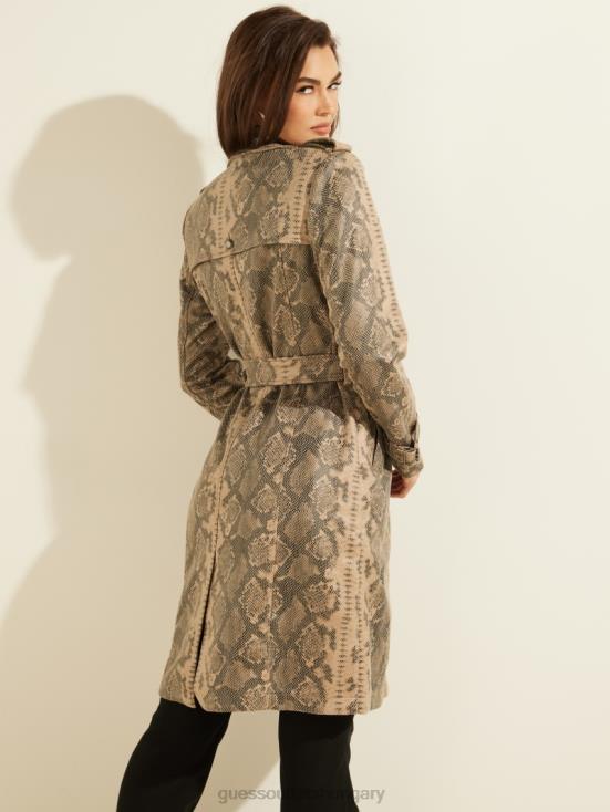 GUESS Exotic Snake Sand Black C 8ZX4F1941 Linda Trench Coat