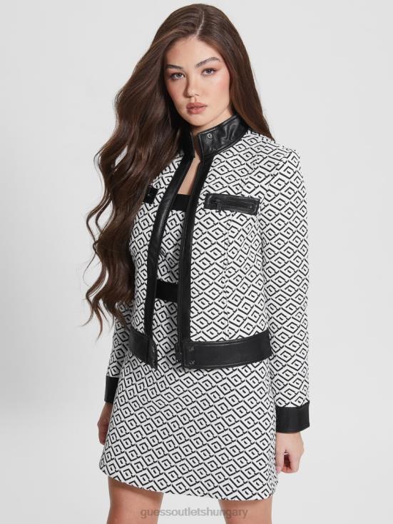 GUESS Geo Logo Jqd White/Black 8ZX4F1942 Greta Geometric Jacket