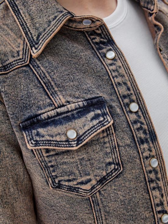 GUESS Go Pink Acid Wash 8ZX4F1843 Originals Denim Western Jacket