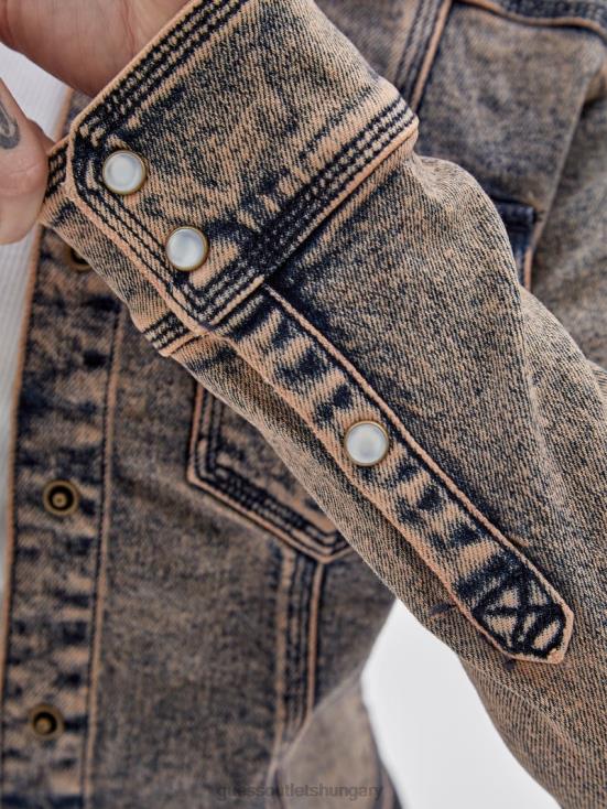 GUESS Go Pink Acid Wash 8ZX4F1843 Originals Denim Western Jacket