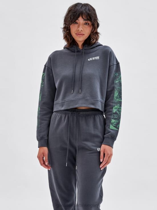 GUESS Jet Black Multi 8ZX4F1338 Originals x Batman Cropped Hoodie