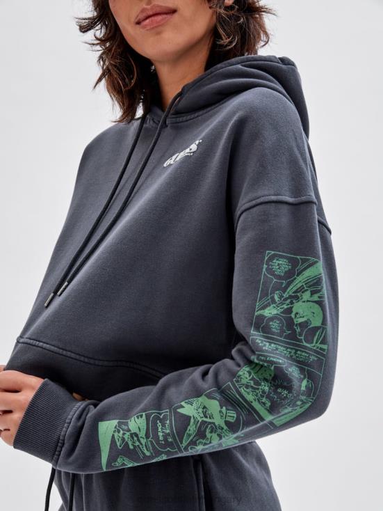 GUESS Jet Black Multi 8ZX4F1338 Originals x Batman Cropped Hoodie