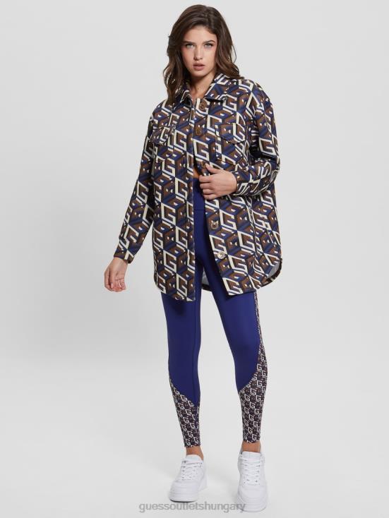 GUESS Medium G Cube Blue Combo 8ZX4F1542 Emilee Scuba-Knit Shacket