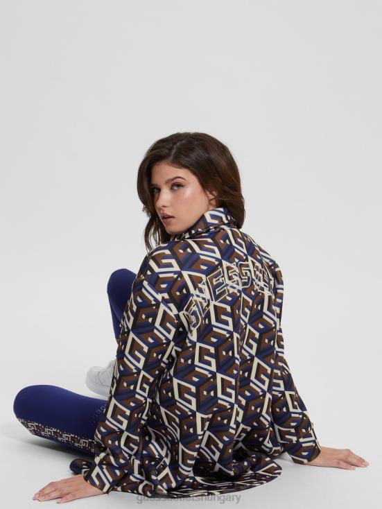 GUESS Medium G Cube Blue Combo 8ZX4F1542 Emilee Scuba-Knit Shacket