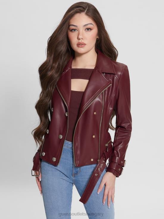 GUESS Mystic Wine Multi 8ZX4F1790 Olivia Faux-Leather Moto Jacket
