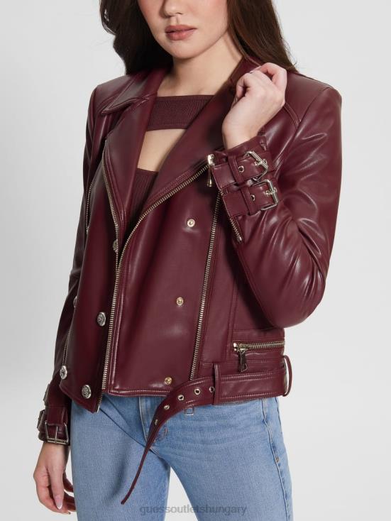 GUESS Mystic Wine Multi 8ZX4F1790 Olivia Faux-Leather Moto Jacket
