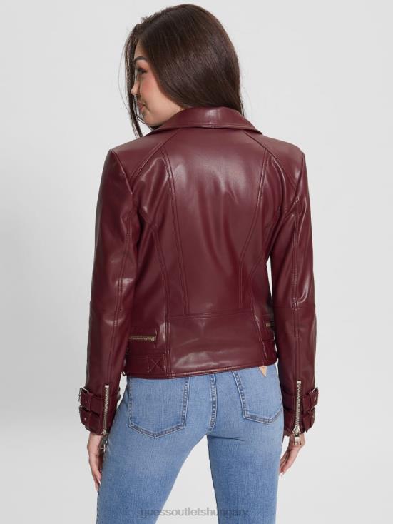 GUESS Mystic Wine Multi 8ZX4F1790 Olivia Faux-Leather Moto Jacket
