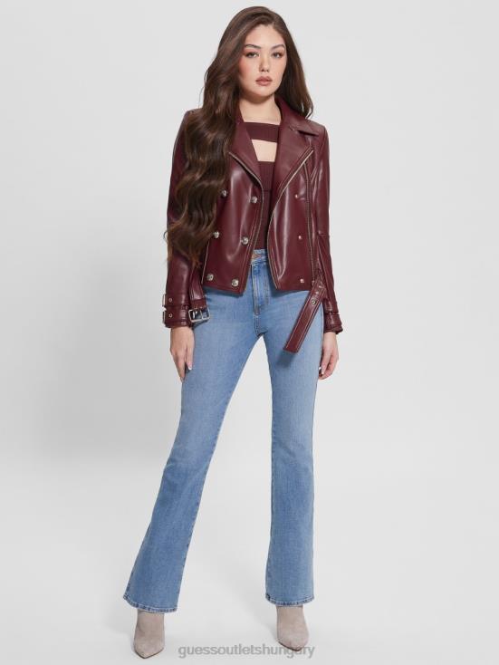 GUESS Mystic Wine Multi 8ZX4F1790 Olivia Faux-Leather Moto Jacket