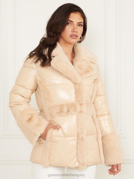 GUESS Neutral Ivory 8ZX4F1906 Bessie Puffer Coat