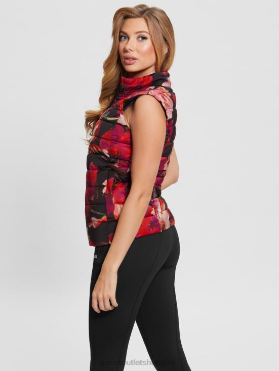 GUESS Pink And Black Macro Flow 8ZX4F1955 Corine Puffer Vest