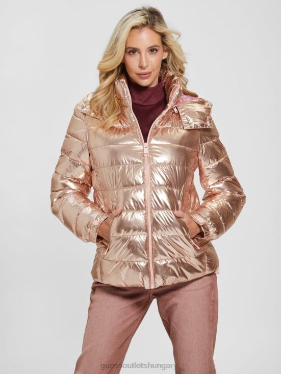 GUESS Pink Metallic Multi 8ZX4F1993 Fiorenza Puffer Jacket