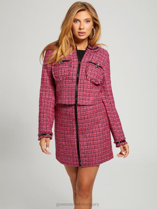 GUESS Red Pink Tweed 8ZX4F1959 Pervenche Tweed Jacket