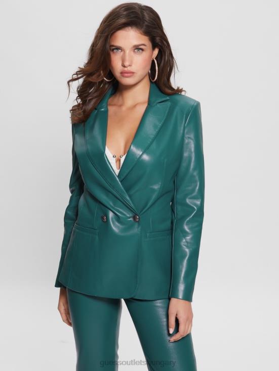 GUESS Regal Teal Multi 8ZX4F1867 Emelie Faux-Leather Blazer