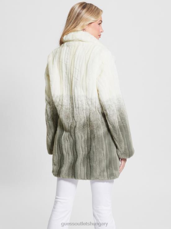 GUESS Shaded Salvia White Combo 8ZX4F1958 Marta Faux-Fur Coat
