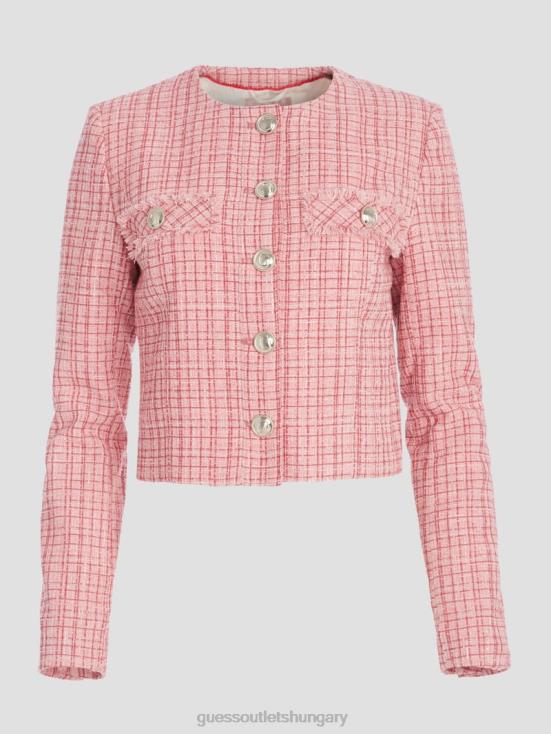 GUESS Vintage Blush Multi 8ZX4F1852 Alara Shimmer Tweed Jacket