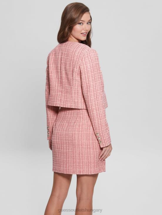 GUESS Vintage Blush Multi 8ZX4F1852 Alara Shimmer Tweed Jacket