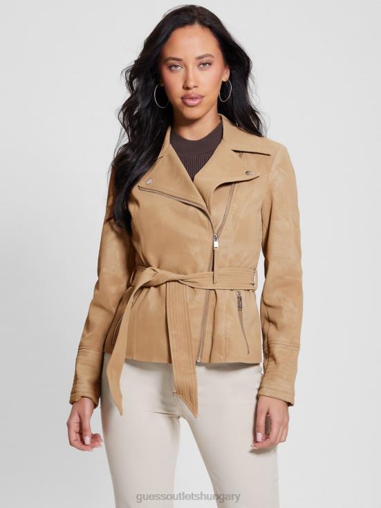 GUESS Wet Sand Multi 8ZX4F1767 New Agnes Belted Moto Jacket