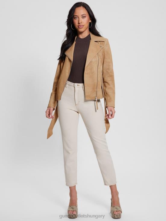 GUESS Wet Sand Multi 8ZX4F1767 New Agnes Belted Moto Jacket