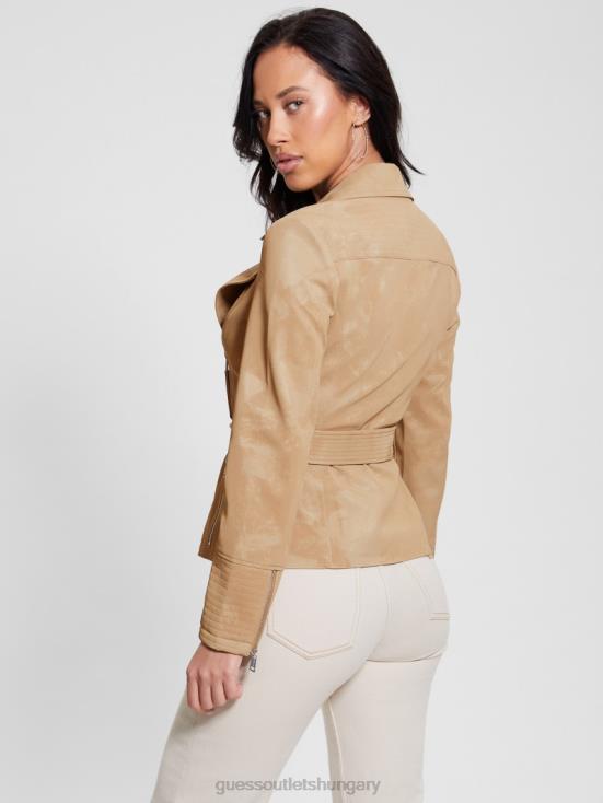 GUESS Wet Sand Multi 8ZX4F1767 New Agnes Belted Moto Jacket