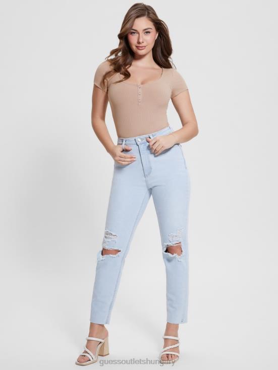 GUESS Brightstone Blue 8ZX4F19 Eco Destroyed Mom Jeans