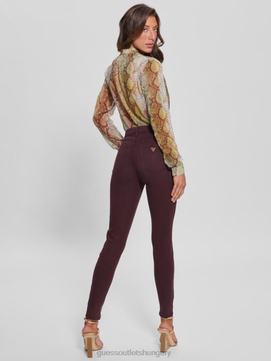 GUESS Burgundy Shade Multi 8ZX4F258 1981 Coated Skinny Jeans