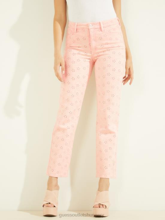 GUESS Floridada Peach 8ZX4F249 1981 Eyelet Straight Jeans